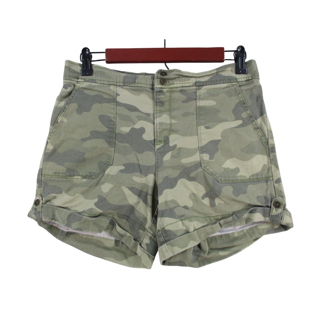 Old Navy Womens Camo Utility Shorts Green Cuffed XXL 18 Camouflage Pocket Twill